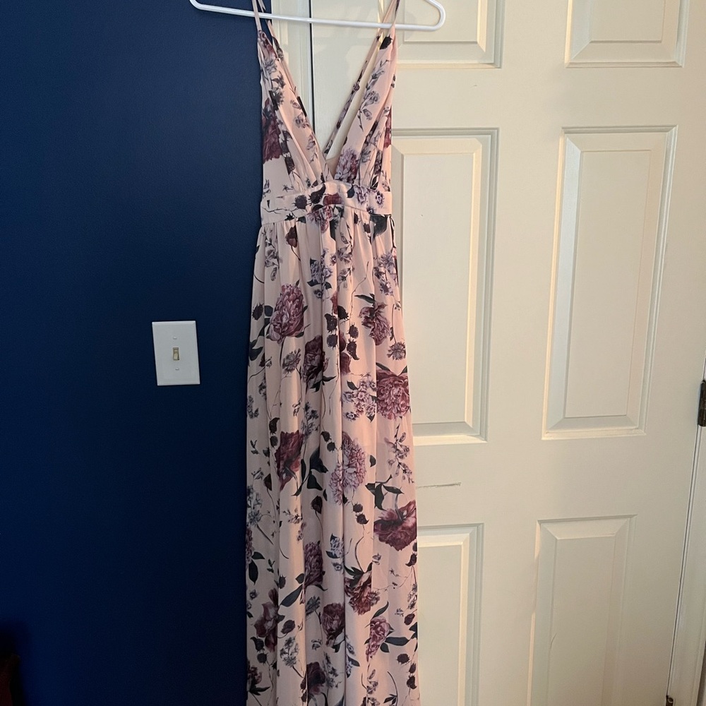 SHEIN Cream/Apricot and Purple Floral Dress